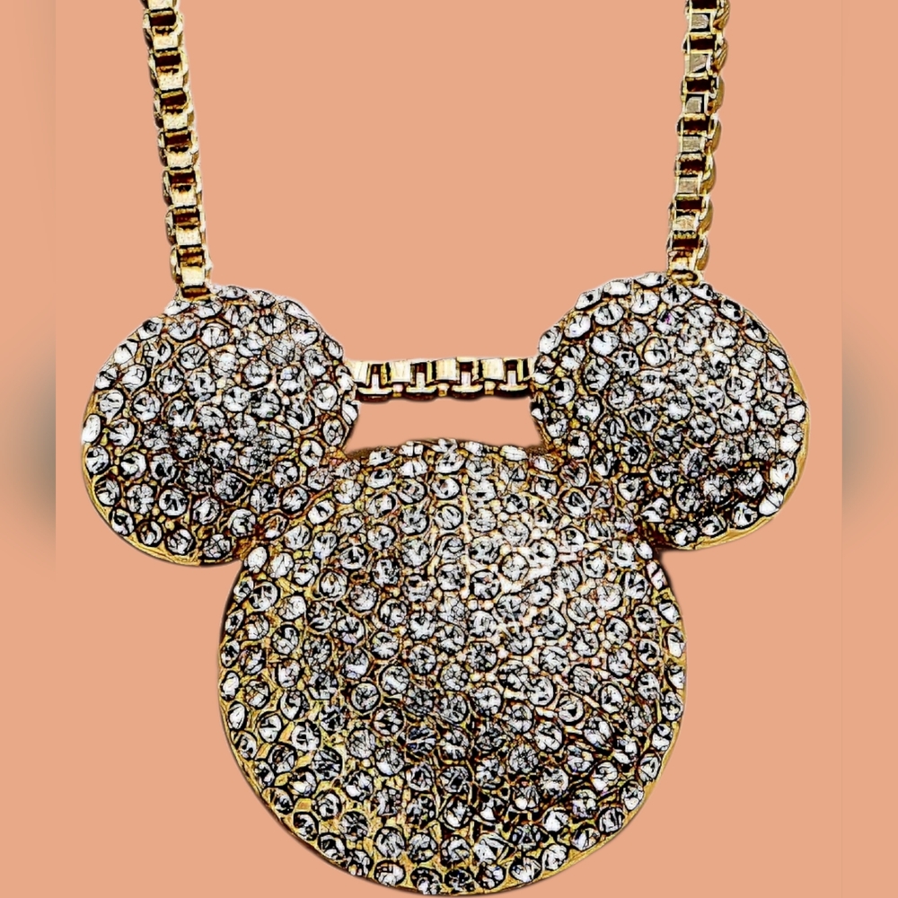 NEW Disney 3D pendant of Mickey's Mouse Pavé Bubble Necklace Officially Licensed - Picture 2 of 4